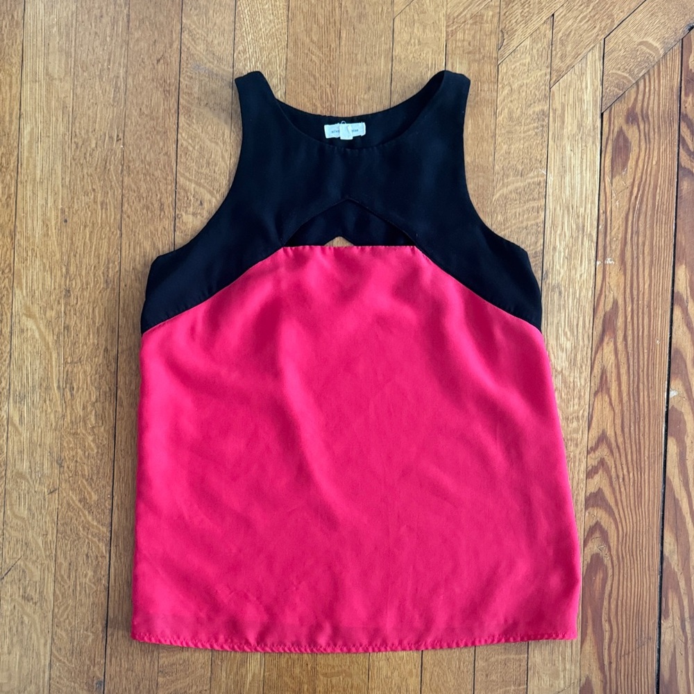 Silence + Noise Black and Red Cut Out Tank Top